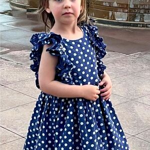 Pippa and Julie - Polka Dot Ruffle Dress - Blue and White